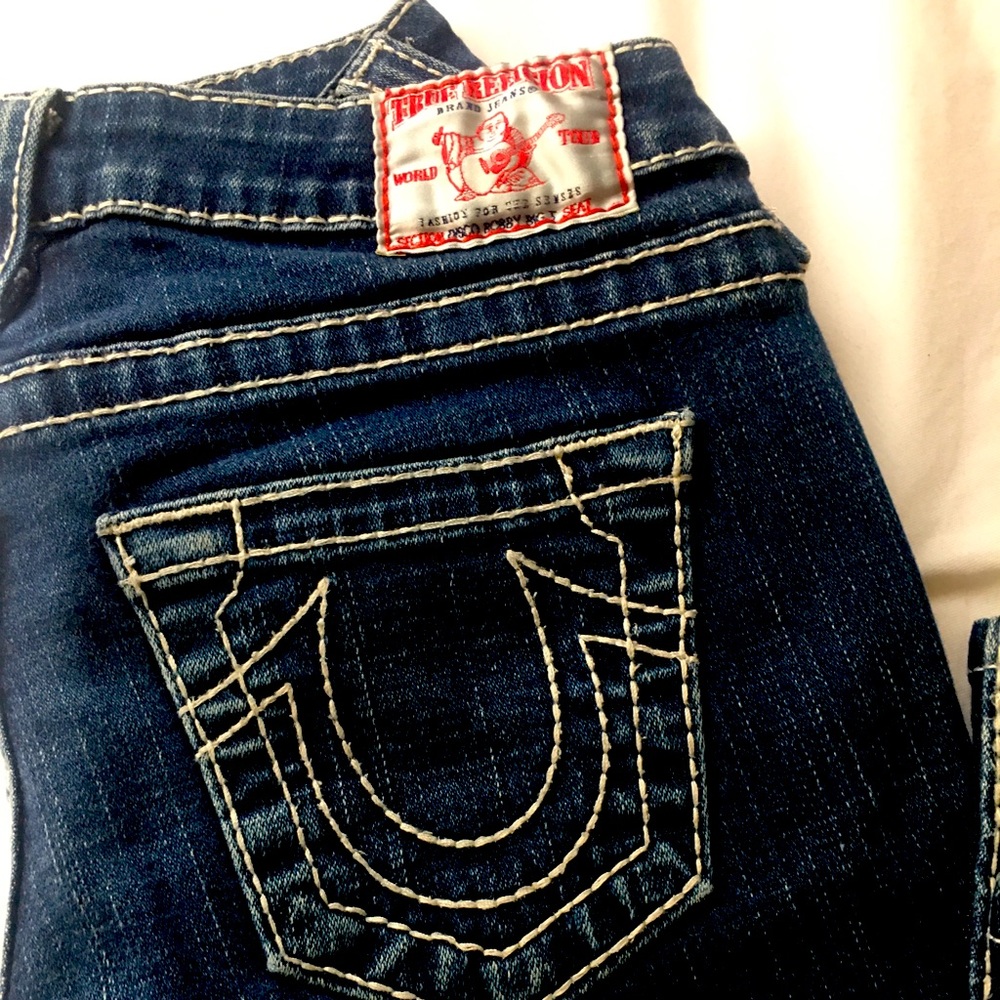True religion straight blue jeans size 25